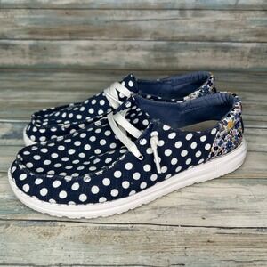 Hey Dude Wendy Womens Shoes Size 7 Navy Dot Floral
